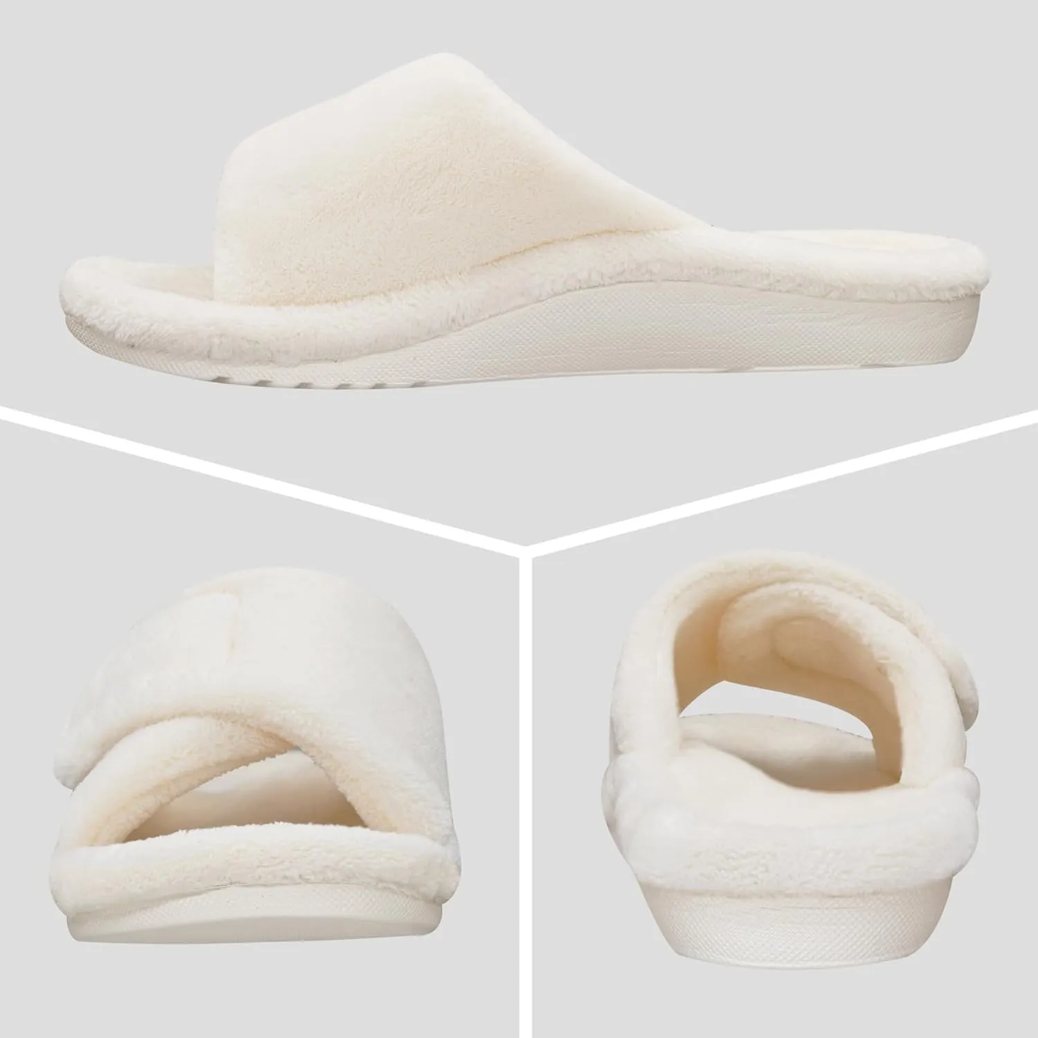 GRITHEIM Women's Orthotic Arch Support Slippers Fuzzy Adjustable Orthopedic Slippers for Plantar Fasciitis Furry Slide for Ladies