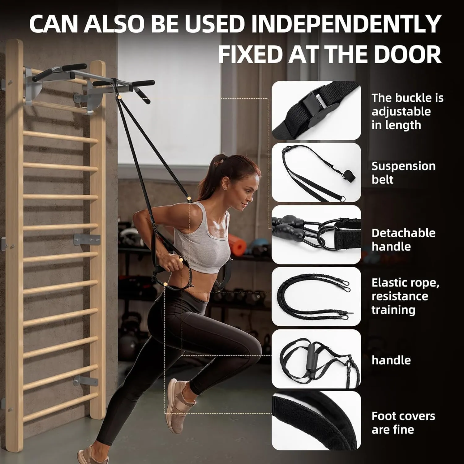 Gymnastics Wood Stall Bar, Multi-use Swedish Ladder, Wall Bars for Kids & Adults, Physical Therapy for Stretching and Various Exercises