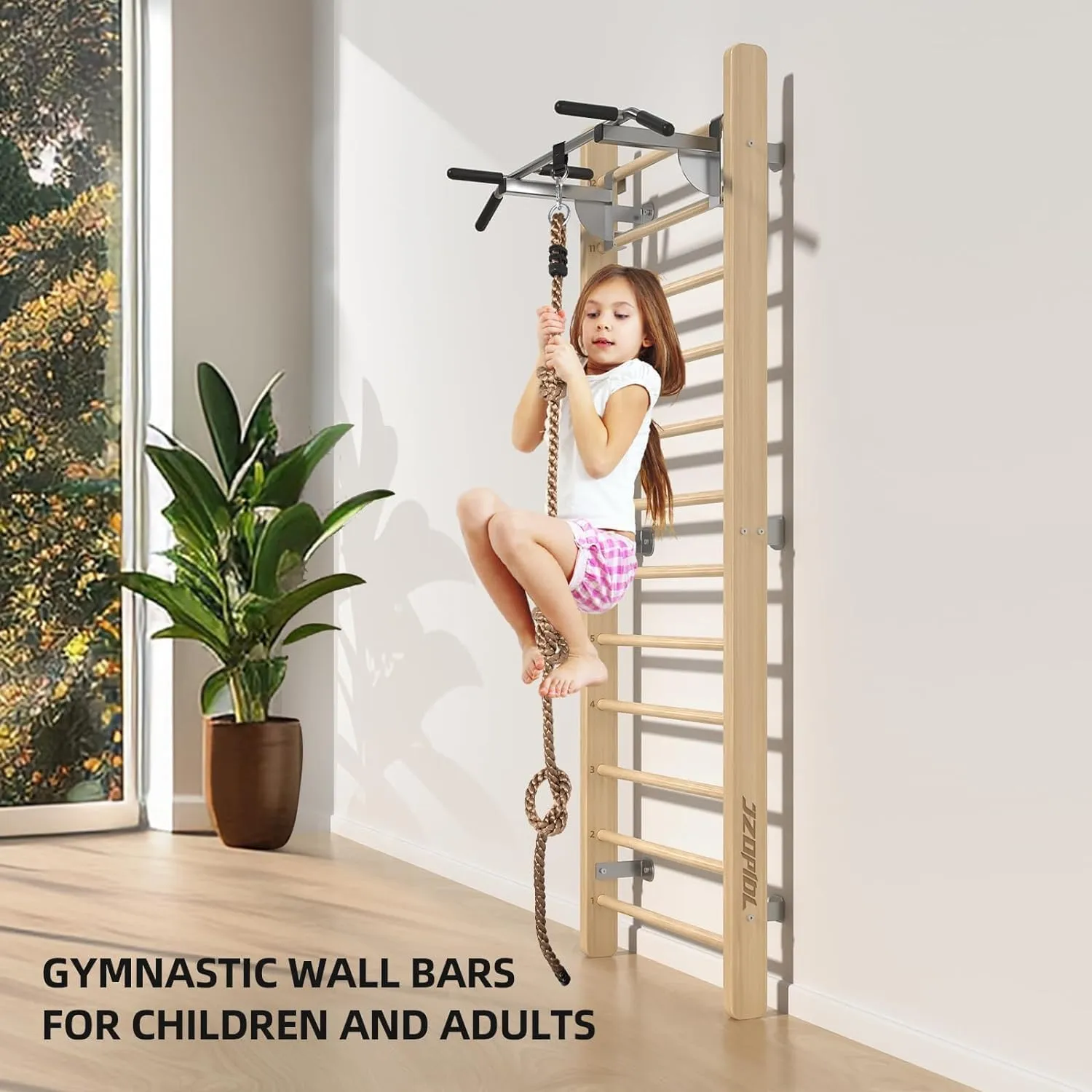 Gymnastics Wood Stall Bar, Multi-use Swedish Ladder, Wall Bars for Kids & Adults, Physical Therapy for Stretching and Various Exercises