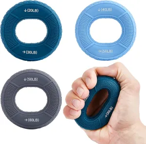 Hand Grip Strengthener, Grip Strength Trainer, Fingers Exerciser - Silicone Rings for Muscle Training Sports Rock Climbing Finger Rehabilitation Training,Hand & Wrist Muscles Trainer Stress Relief,5 Resistance Levels(3 PCS)