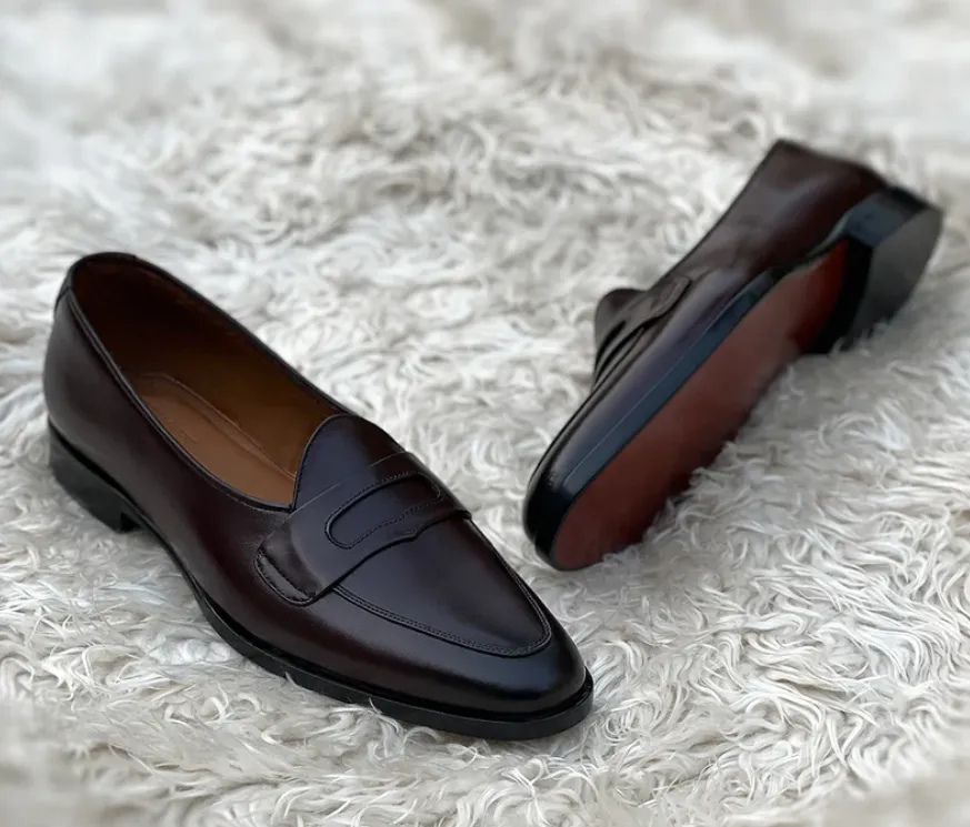 Handmade Black Leather Moccasins for Men