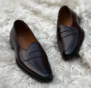 Handmade Black Leather Moccasins for Men