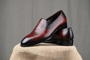 Handmade Brown Leather Moccasins for Men