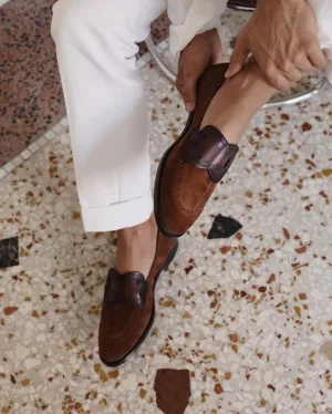 Handmade Brown Suede Moccasin Loafers for Men