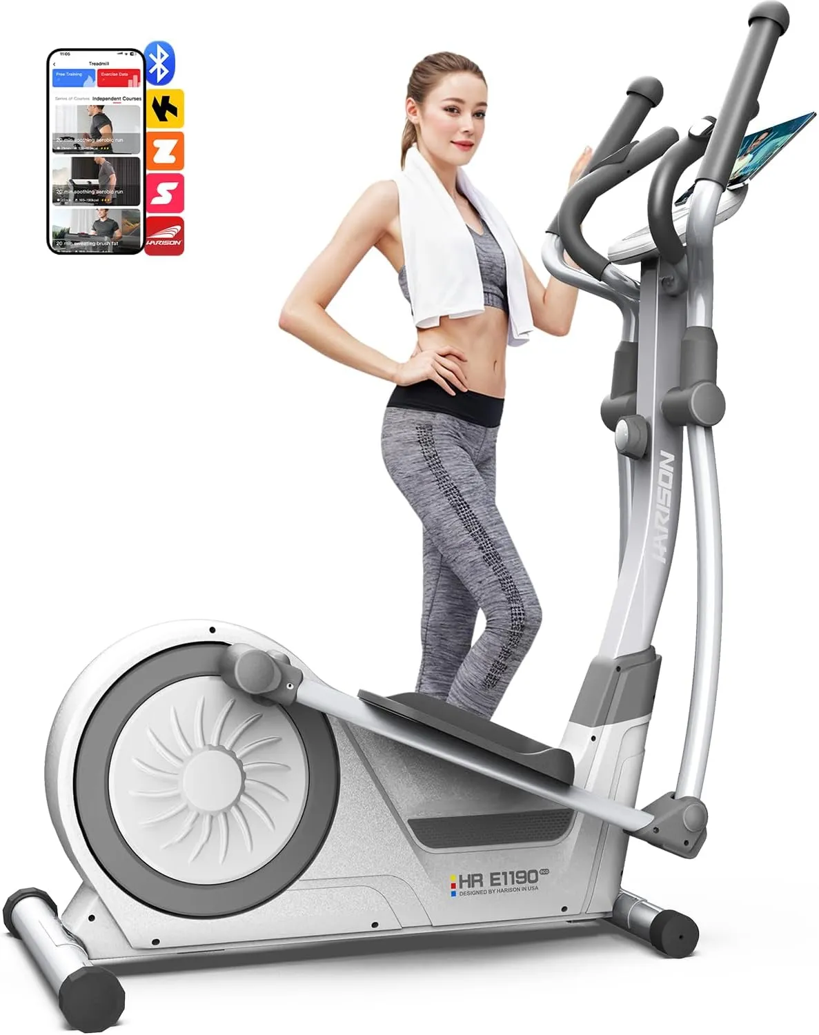 HARISON Elliptical Machine for Home with 350 LBS Capacity, Magnetic Elliptical Exercise Machine with 16-Level Resistance Control, Elliptical Trainer with HARISON APP