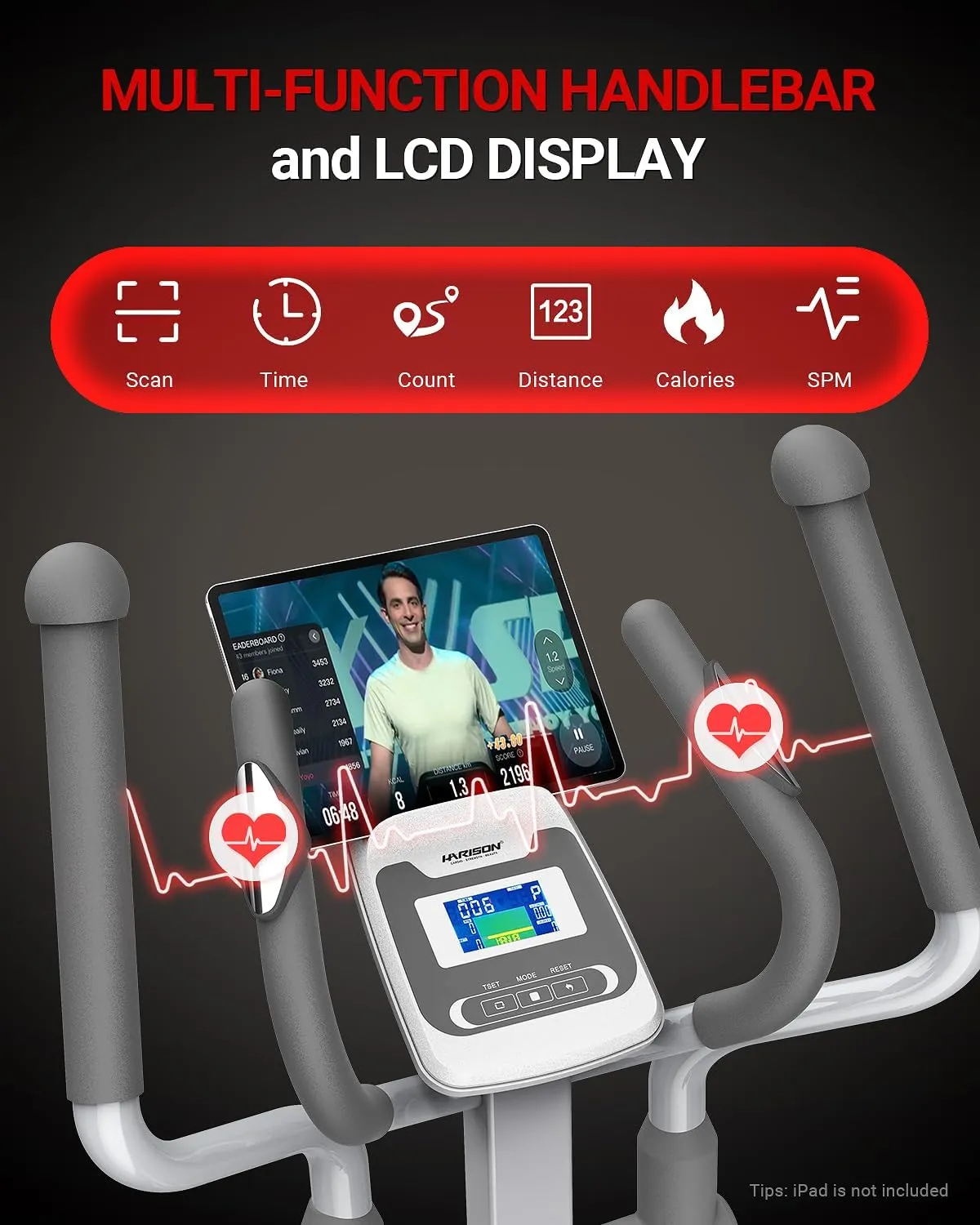 HARISON Elliptical Machine for Home with 350 LBS Capacity, Magnetic Elliptical Exercise Machine with 16-Level Resistance Control, Elliptical Trainer with HARISON APP