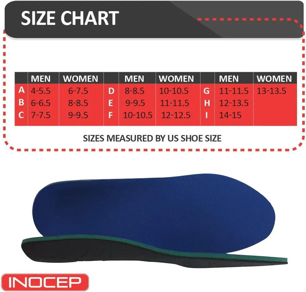 Heat Formable Orthotic Insoles, Full - Rigid Custom Arch Support Insert - Size F