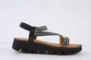 HEAVENLY FEET - FRESCO FLAT FASHION SANDAL - BLACK