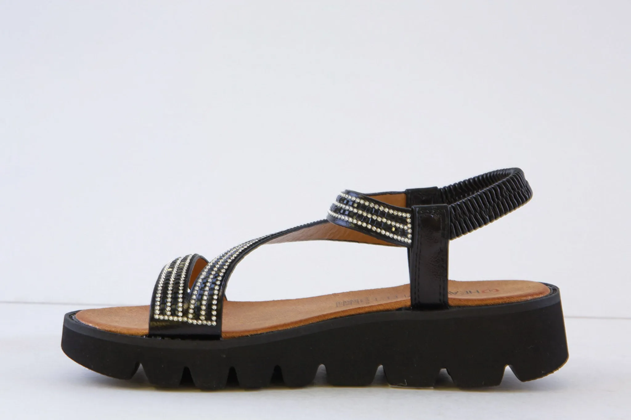 HEAVENLY FEET - FRESCO FLAT FASHION SANDAL - BLACK
