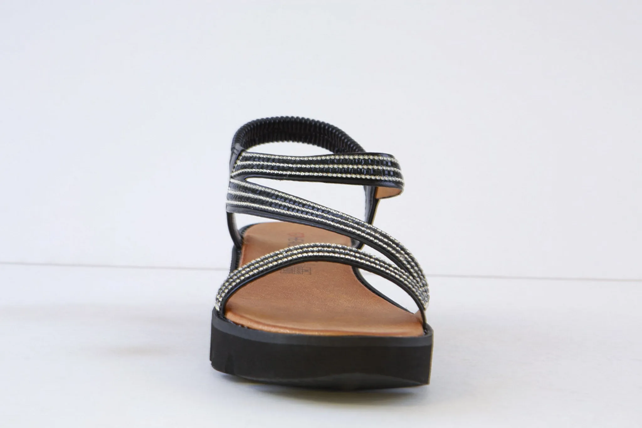 HEAVENLY FEET - FRESCO FLAT FASHION SANDAL - BLACK