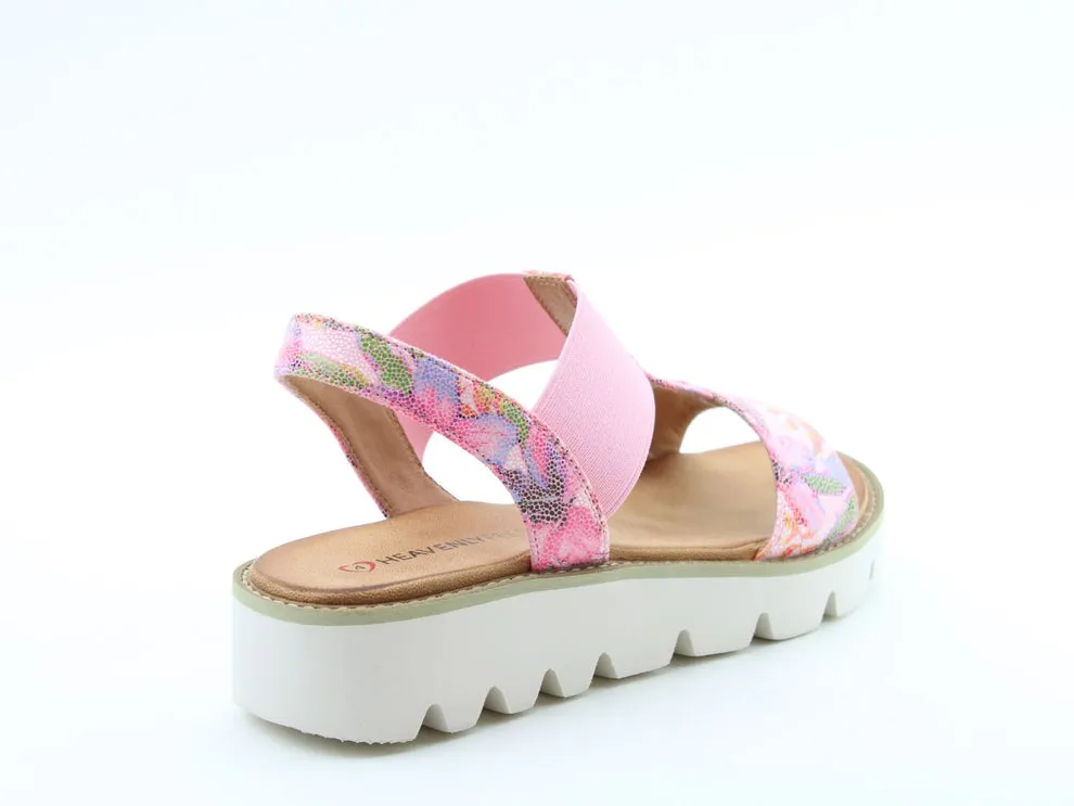 Heavenly Feet Ritz Ladies Lightweight Chunky Sandal Floral Pink VEGAN FRIENDLY