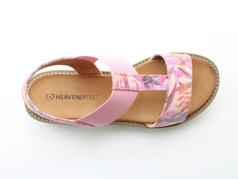 Heavenly Feet Ritz Ladies Lightweight Chunky Sandal Floral Pink VEGAN FRIENDLY