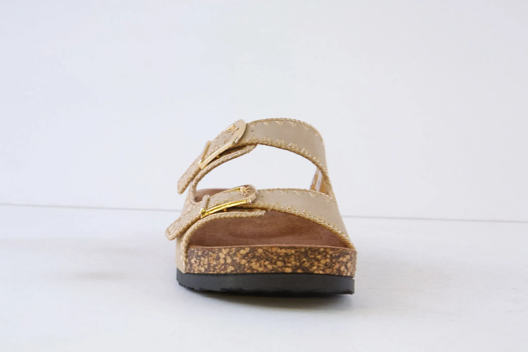HEAVENLY FEET - SANDY DOUBLE BUCKLE MULE - BEIGE