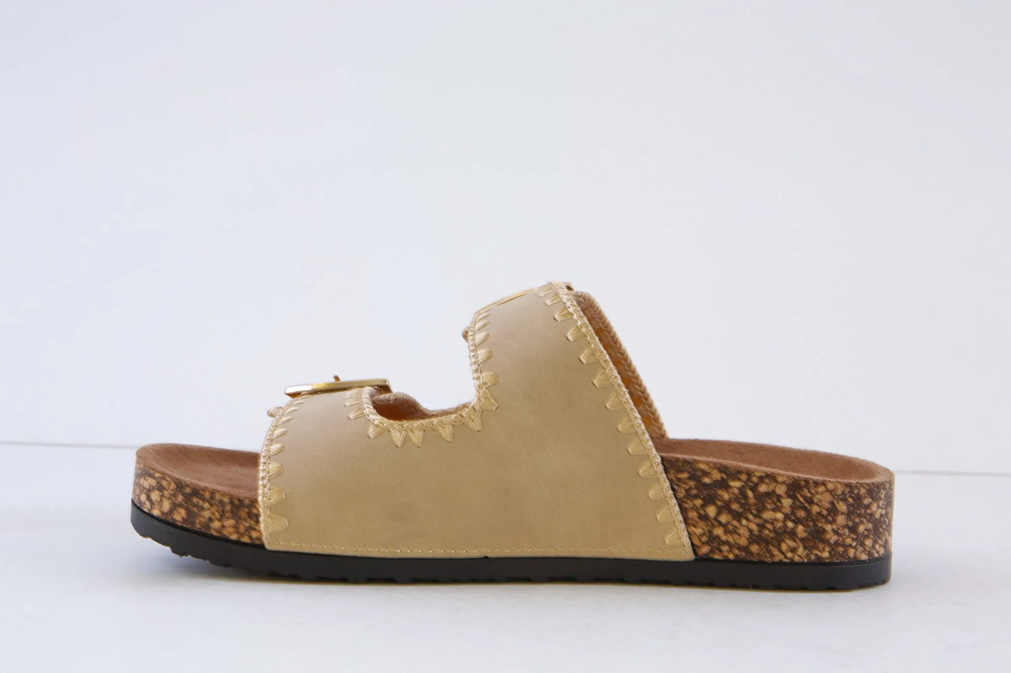 HEAVENLY FEET - SANDY DOUBLE BUCKLE MULE - BEIGE