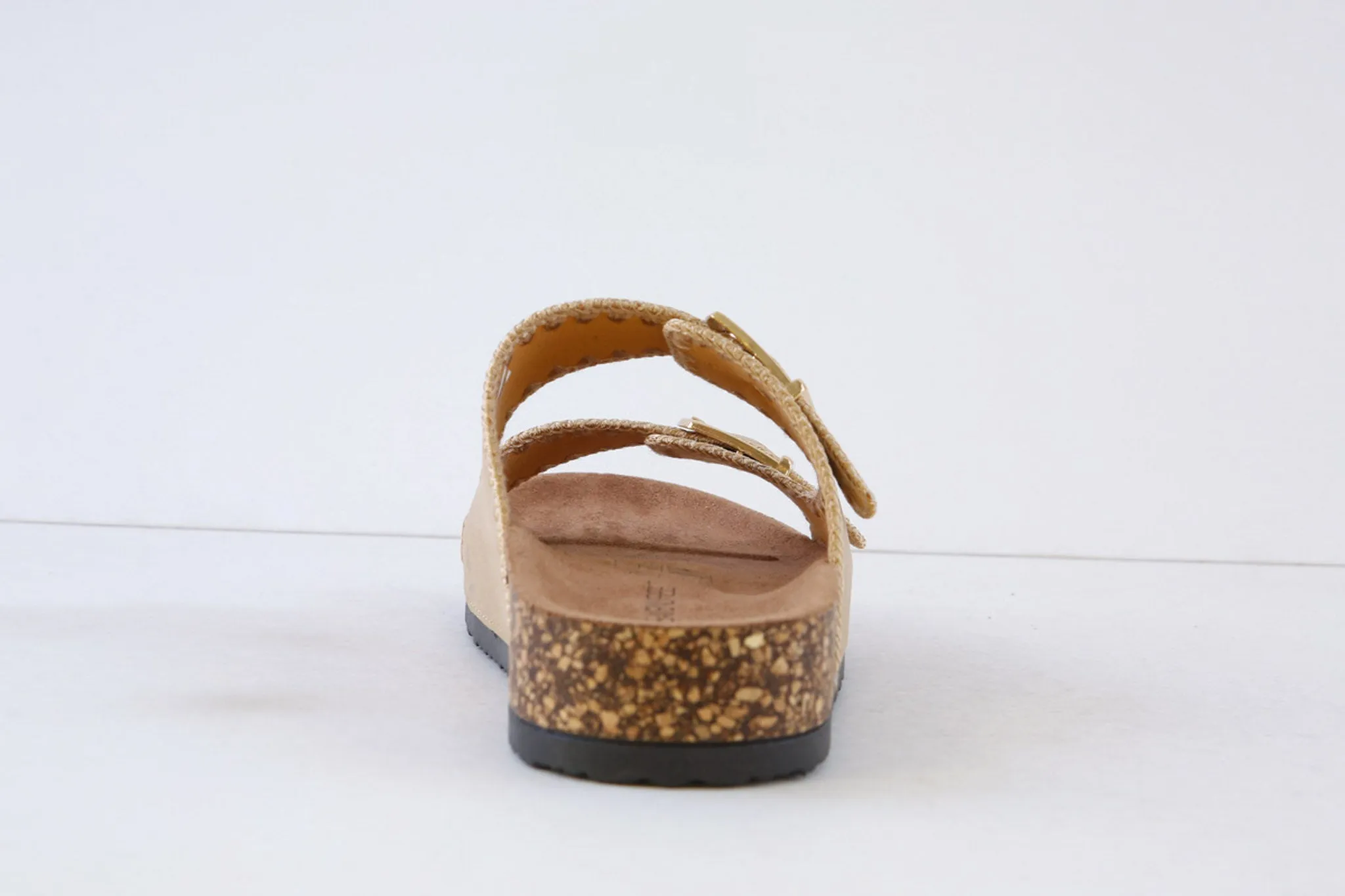 HEAVENLY FEET - SANDY DOUBLE BUCKLE MULE - BEIGE