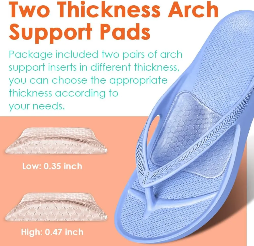 High Arch Support Inserts for Women, Foot Arch Support Pads for Flat Feet, Gel Arch Inserts for Plantar Fasciitis & Pain Relief (Clear, Low High)
