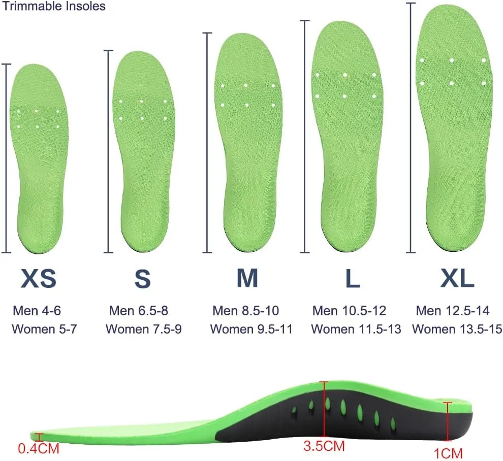 High Arch Support Insoles for Men and Women, Orthotic Shoe Inserts for High Arch,Plantar Fasciitis,Flat Feet,Foot Pain