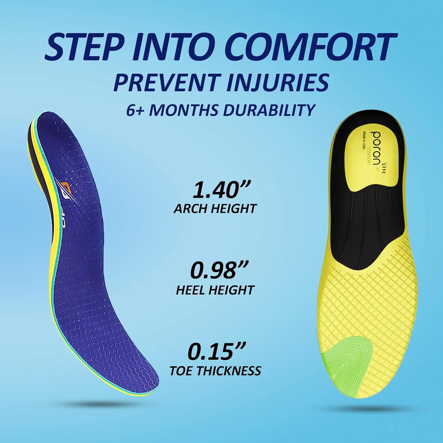 High Arch Support Plantar Fasciitis Flat Feet Foot Pain Relief Shoe Insoles Men & Shoe Inserts For Women, Anti Slip Shock Absorbing Insoles Orthotics Work Boot Inserts All Day Standing Running