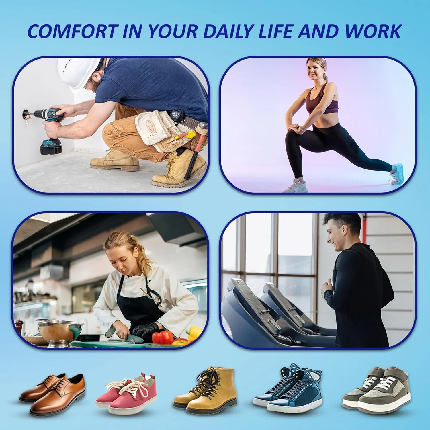 High Arch Support Plantar Fasciitis Flat Feet Foot Pain Relief Shoe Insoles Men & Shoe Inserts For Women, Anti Slip Shock Absorbing Insoles Orthotics Work Boot Inserts All Day Standing Running