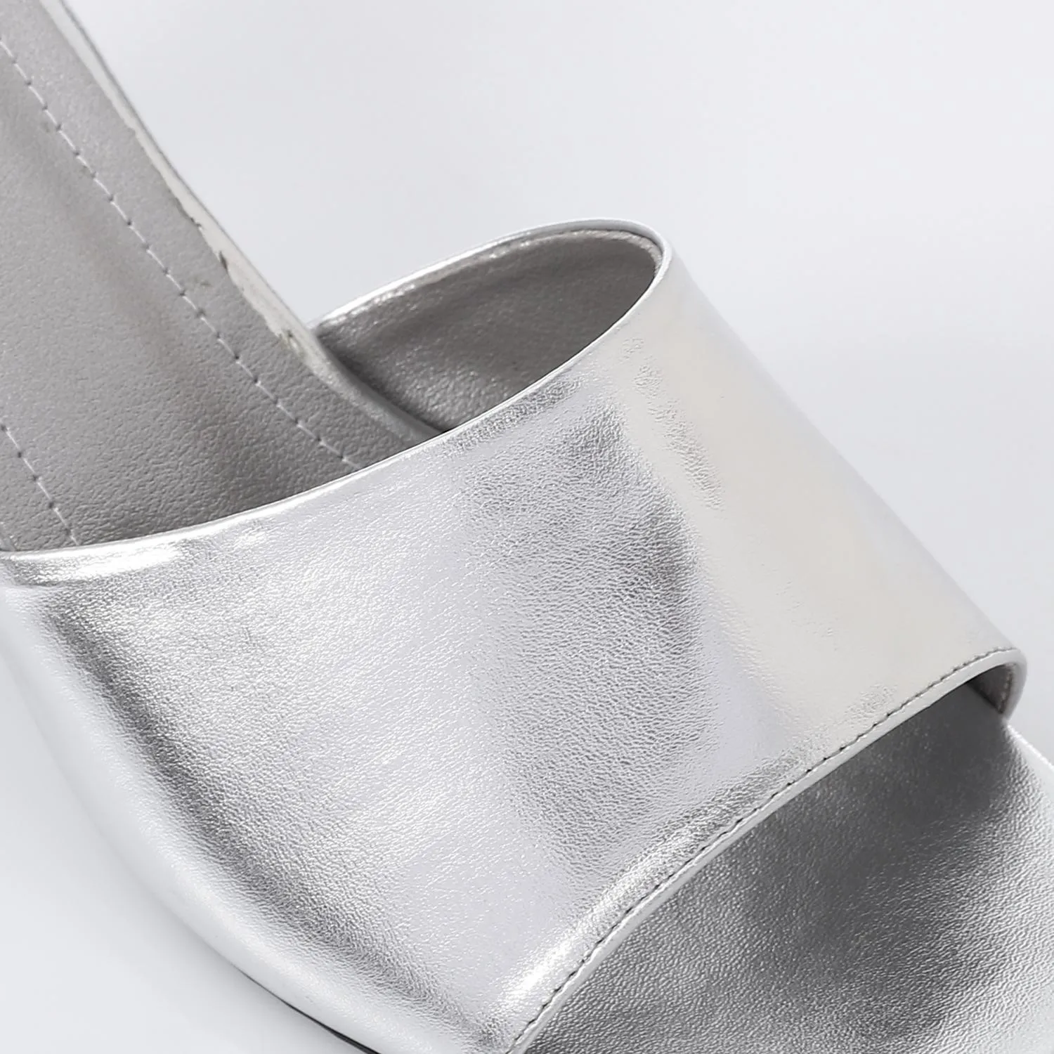 High Heel Mule Sandals – Square Open Toe, Faux Leather, Slip-On Design