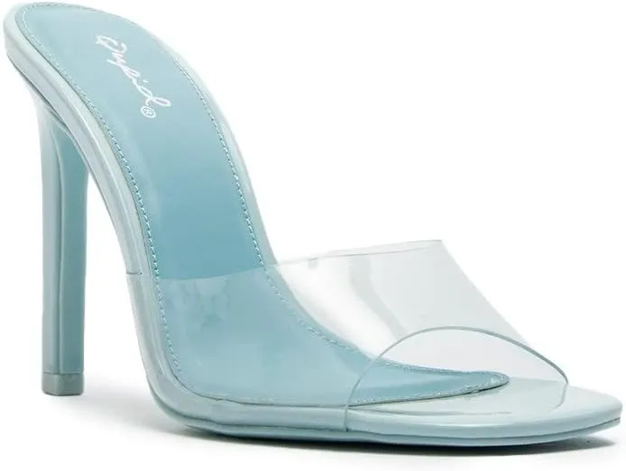 Highlight-55 Transparent Mules Square Open Toe Sexy Stiletto High Heels for Women (10, Sky Blue, Numeric_10)