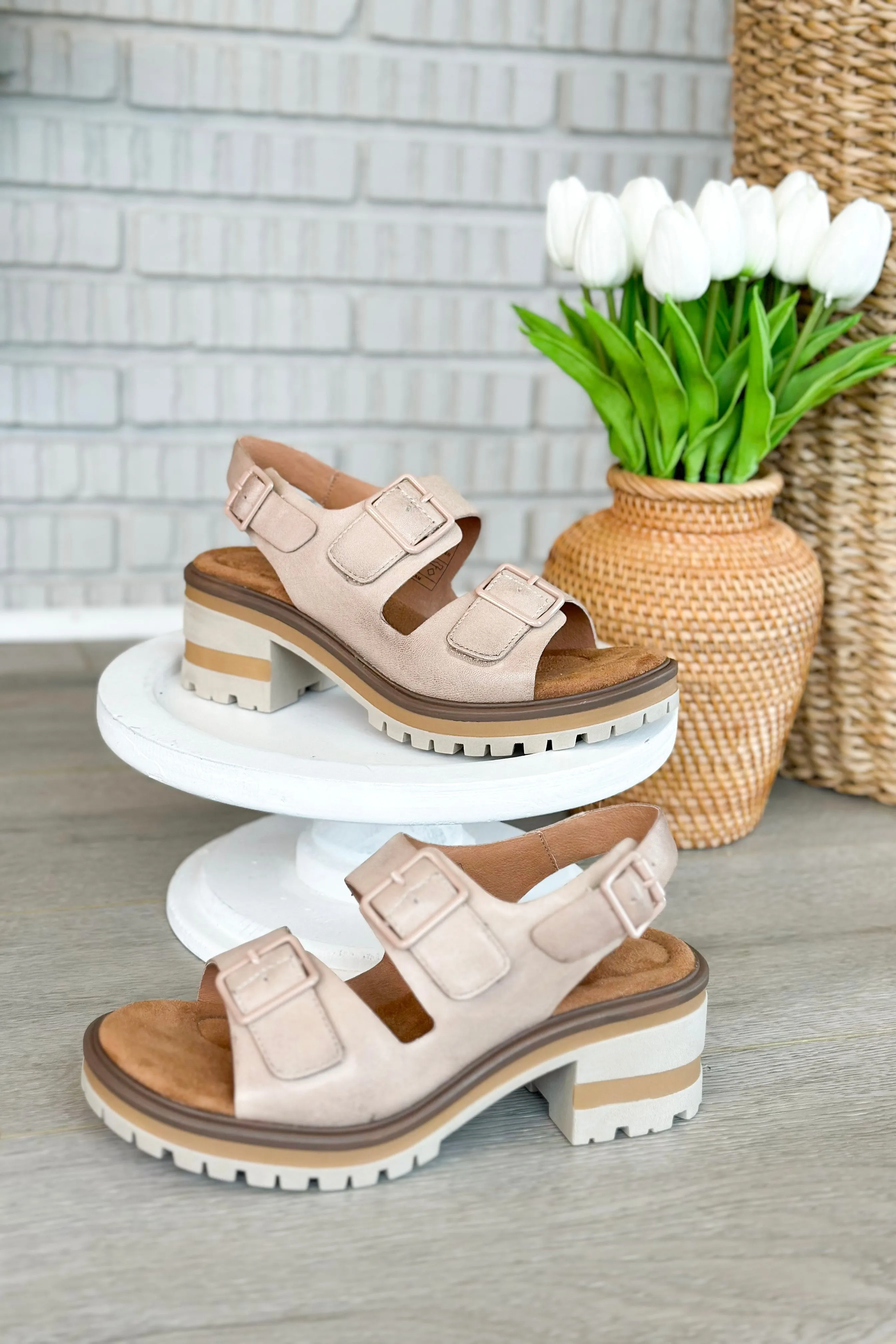 Honey Sand Double Buckle Sandal
