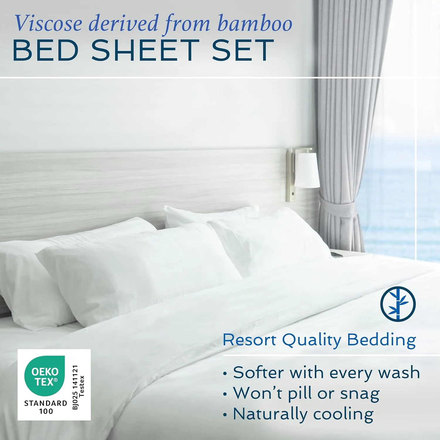 Hotel Sheets Direct 4 Piece Bed Sheet Set King Size, 100% Viscose Derived from Bamboo Sheets Set with 2 Pillowcases, Cooling & Breathable Luxury Bedding, Moisture-Wicking & Silky Soft Texture, Black