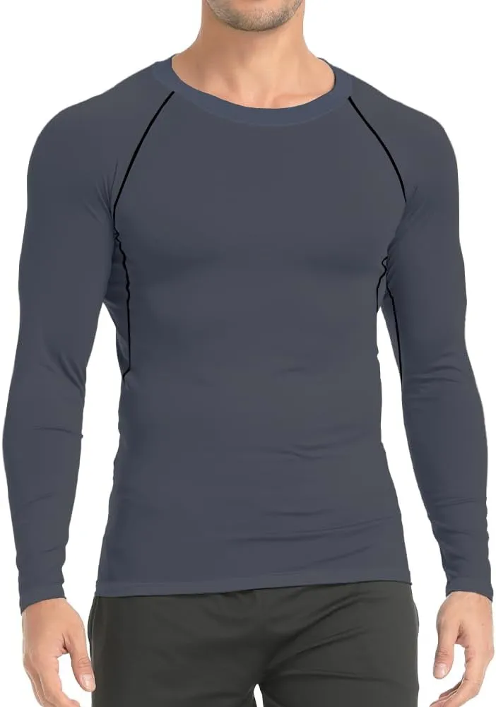 HYCOPROT Compression Shirts for Men Athletic Long Sleeve Base Layer Workout Rash Guard Shirt