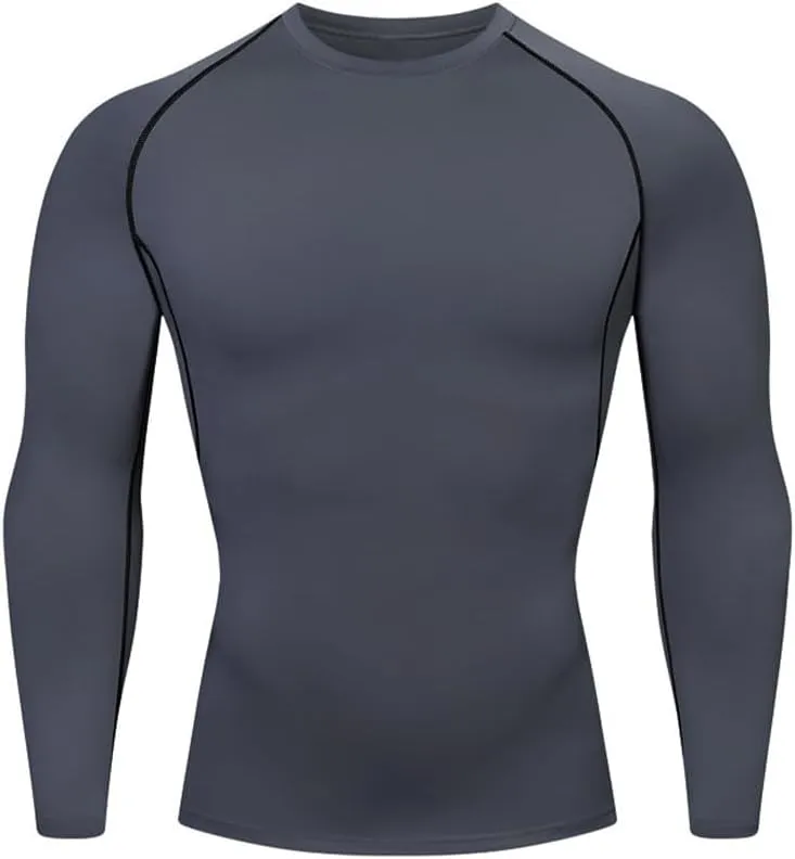 HYCOPROT Compression Shirts for Men Athletic Long Sleeve Base Layer Workout Rash Guard Shirt