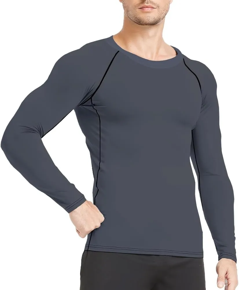 HYCOPROT Compression Shirts for Men Athletic Long Sleeve Base Layer Workout Rash Guard Shirt