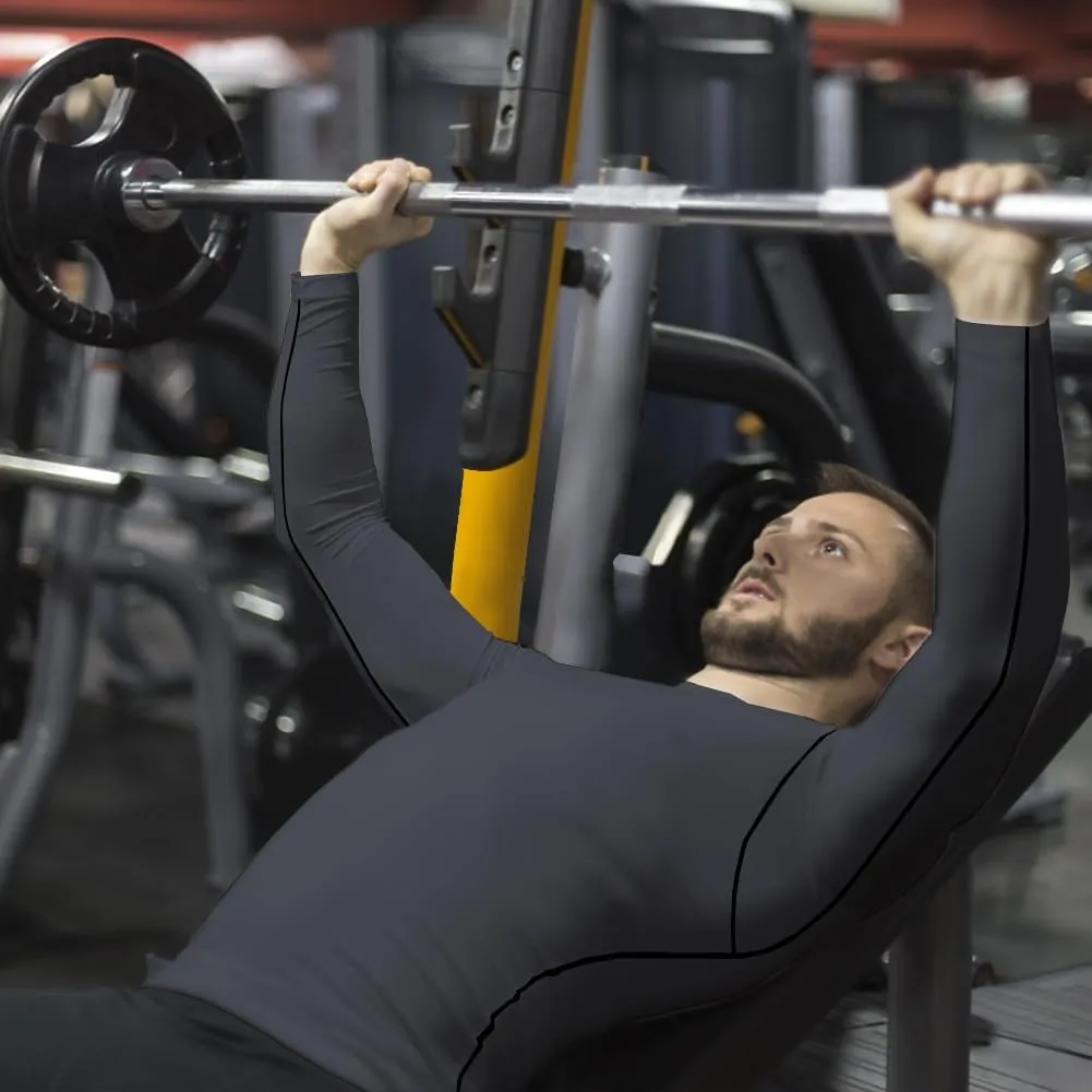 HYCOPROT Compression Shirts for Men Athletic Long Sleeve Base Layer Workout Rash Guard Shirt