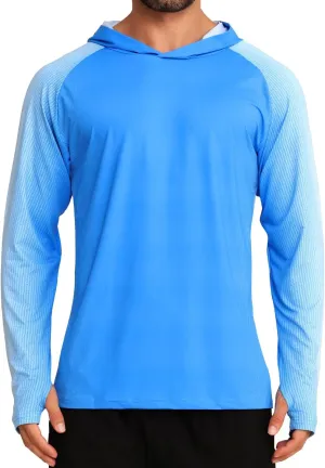 iCKER Men's UPF 50  Sun Protection Hoodie Shirt Rash Guard Long Sleeve Shirt UV Fishing Outdoor Hiking Swimming Running