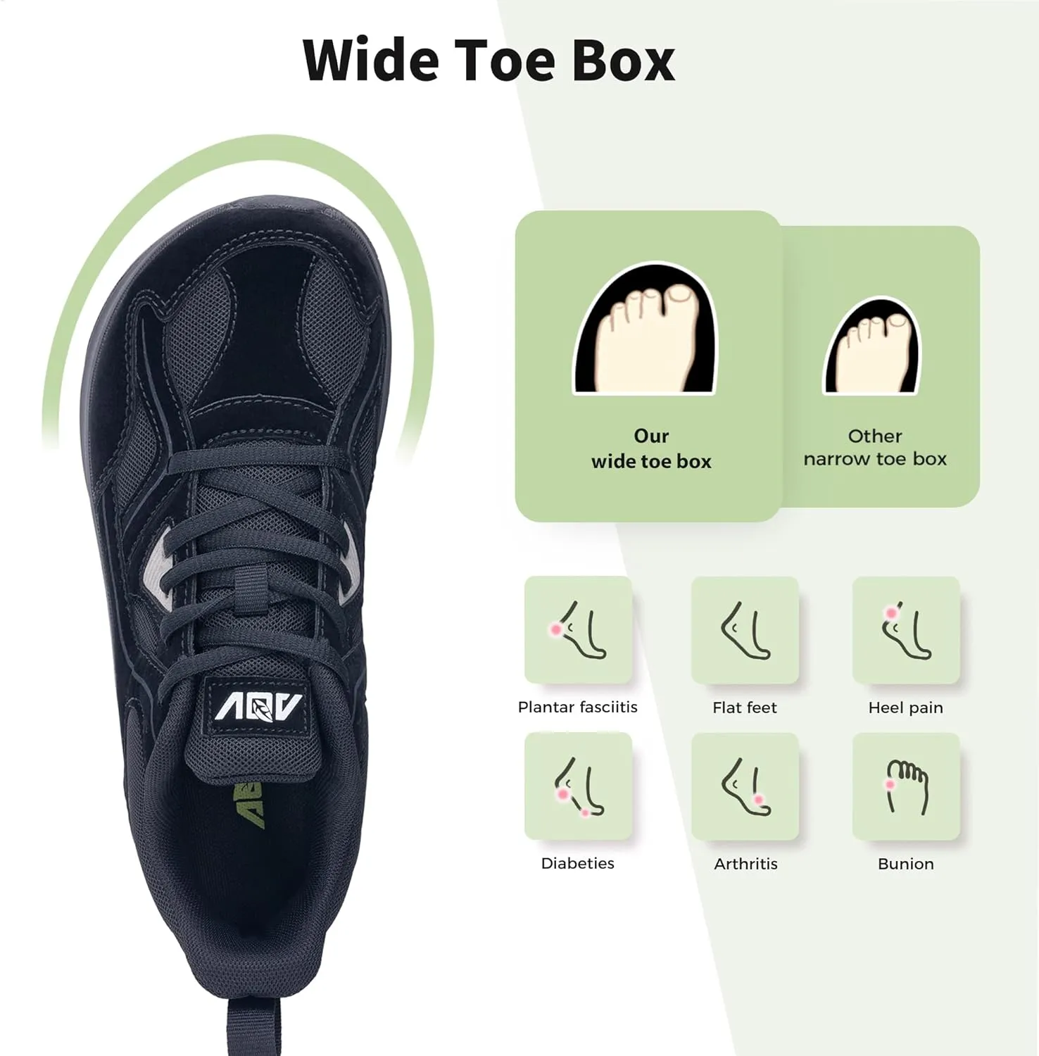 IIV Wide Toe Box Shoes for Women | Arch Support Walking Tennis Sneakers | Orthotic Shoes for Bunions, Plantar Fasciitis