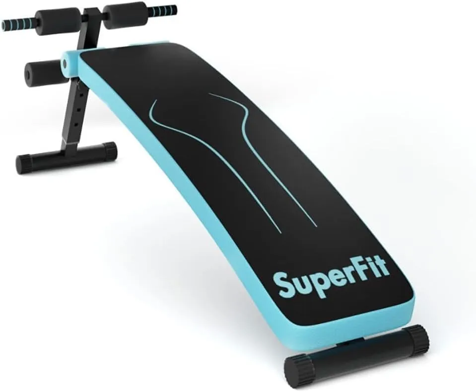 Integrated 4-Position Folding Weight Bench, Adjustable Sit-Up Board & Slant Bench for Home Gym, 441 lbs Capacity, Space-Saving Blue Strength Trainer