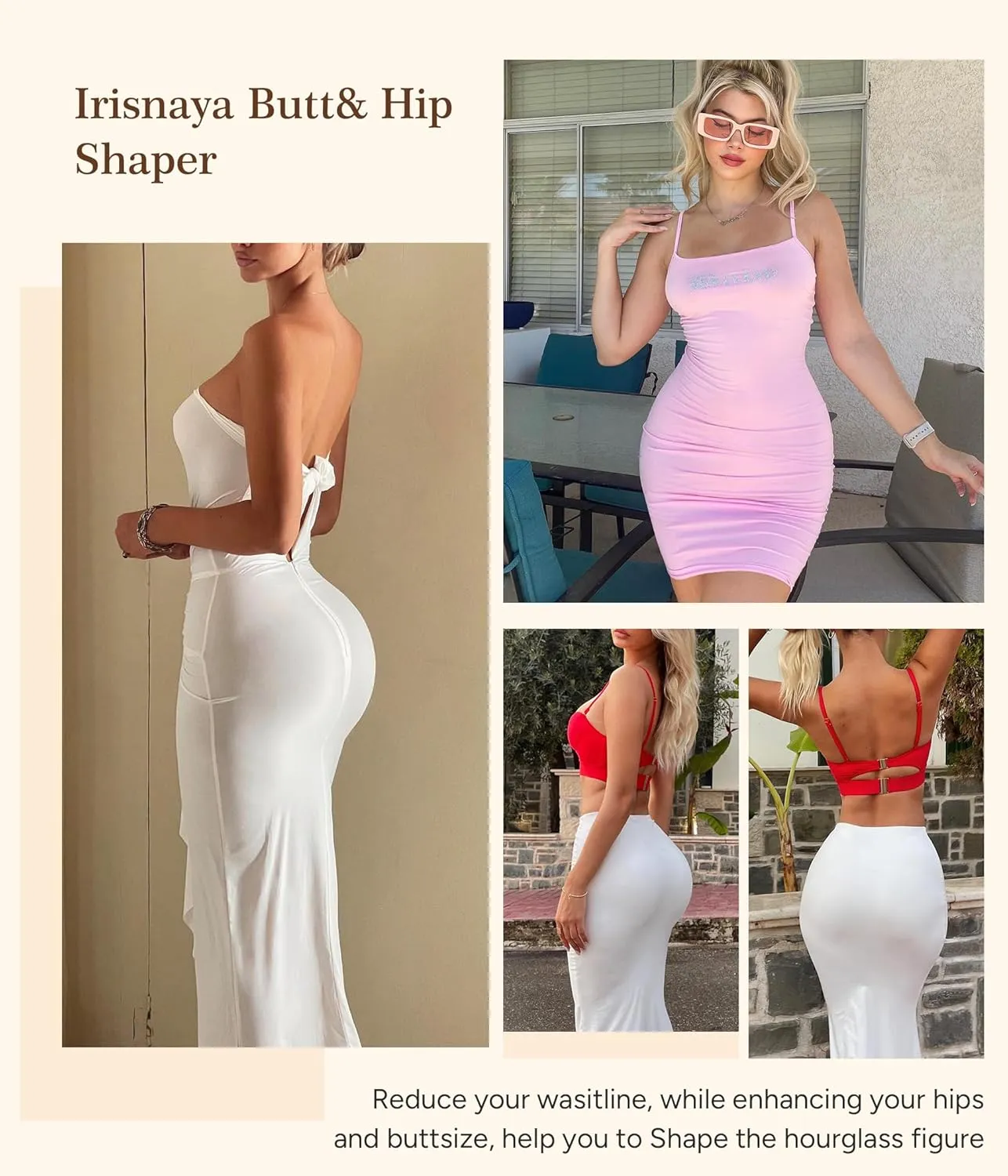 Irisnaya Women Shapewear Control Panties Body Shaper Butt Lifter Padded Hip Enhancer Seamless Underwear Hi- Waist Short