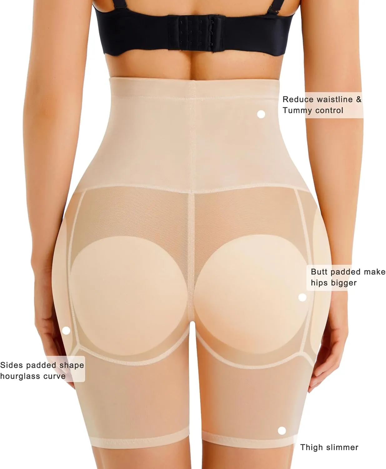 Irisnaya Women Shapewear Control Panties Body Shaper Butt Lifter Padded Hip Enhancer Seamless Underwear Hi- Waist Short