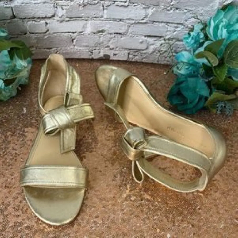 Ivanka Trump Carthe Metallic Leather Ankle Tie Sandals