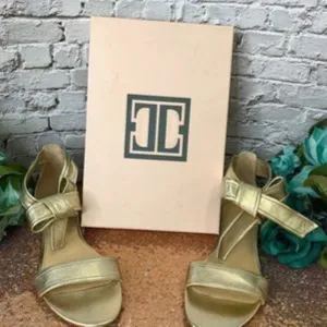 Ivanka Trump Carthe Metallic Leather Ankle Tie Sandals