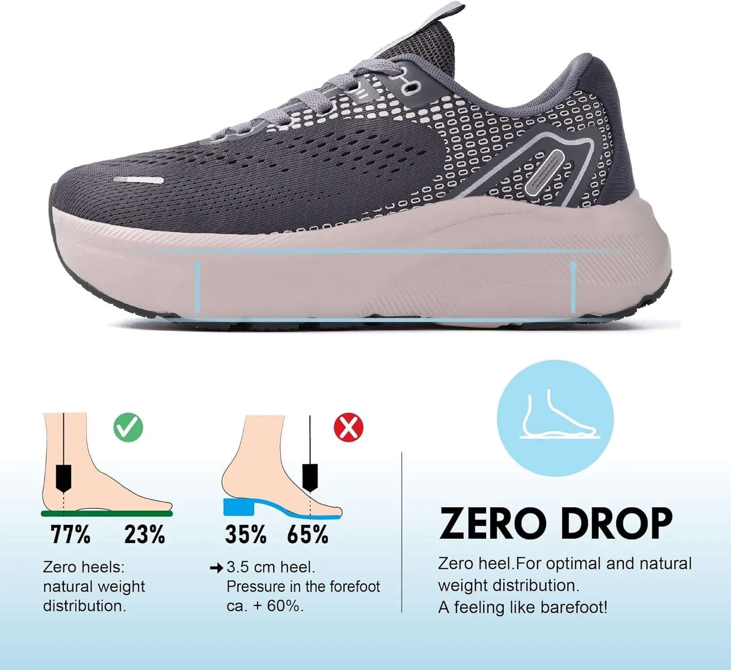 JACKSHIBO Wide Toe Box Shoes for Men Arch Support Shoes Wide Width Sneakers for Running Walking Athletic Tennis Orthopedic Plantar Fasciitis Workout with Thick Cushioned Zero Drop Sole