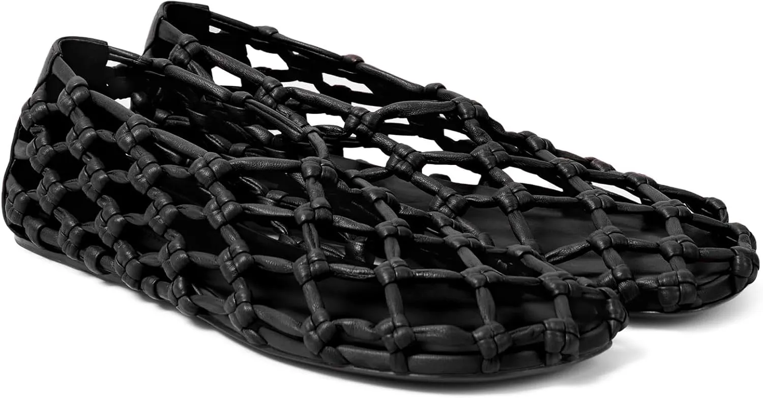 Jelly Mesh Ballet Flats for Women Woven Summer Beach Ballerina Flat Sandals Cute Comfortable Casual Slip on Mary Jane Shoes
