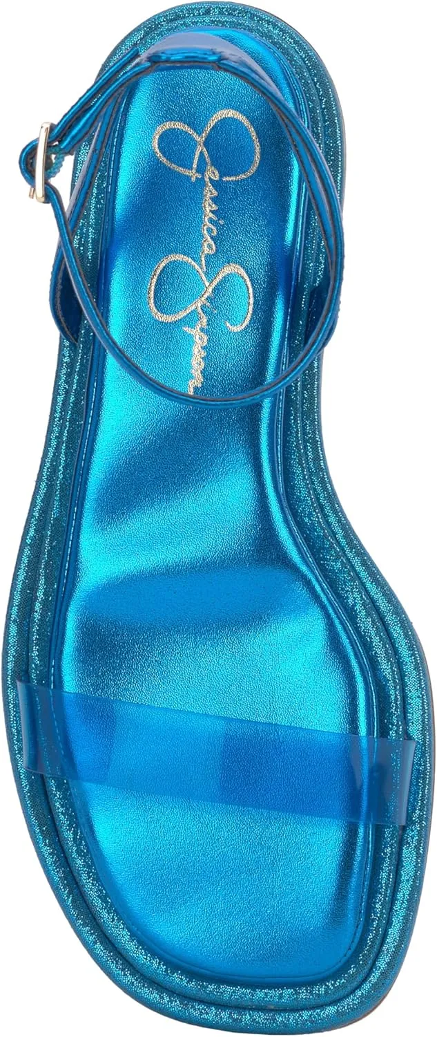 Jessica Simpson Womens Betania Flat Open Toe Ankle Strap