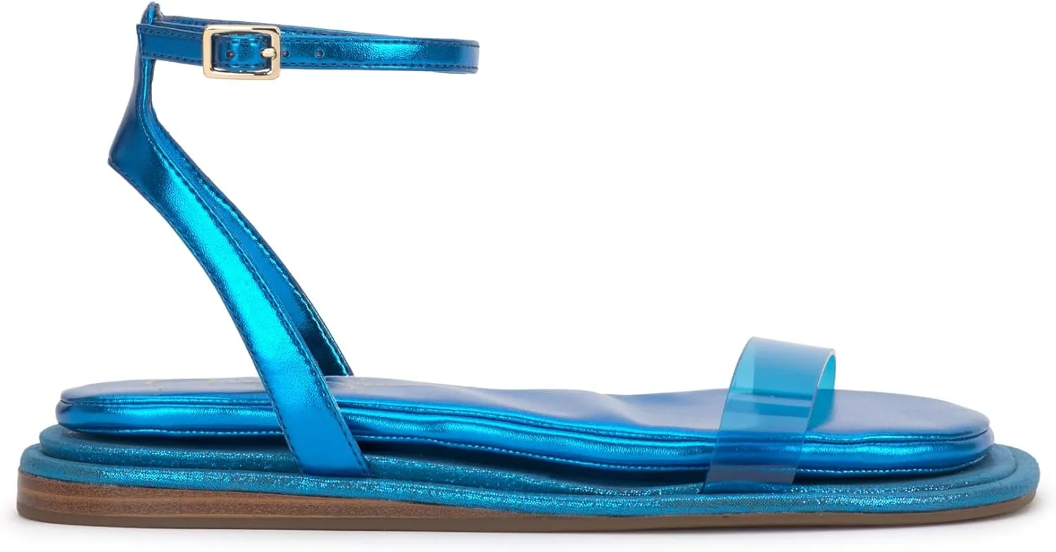 Jessica Simpson Womens Betania Flat Open Toe Ankle Strap