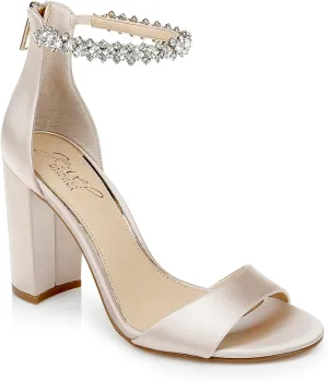 Jewel Badgley Mischka Louise Peep-Toe Block Heel