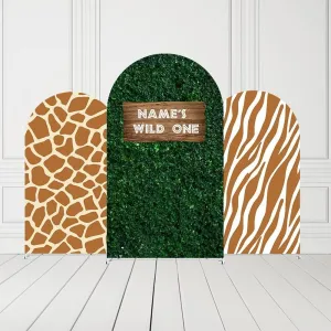 Jungle Brown Zebra Arch Covers Safari Wild ONE Birthday Party Decorations Chiara Arched Photography Backdrop Stand Cover for Baby Shower Banquets Parties Props(W3.3ftxH6.5ft)
