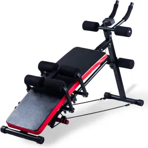 KESHWELL Ab Workout Machine,Core Abs Exercise Equipment for Home Gym,Adjustable Sit Up Bench Strength Training Abdominal Cruncher,Foldable Core Workout Machine with Resistance Bands&LCD Display