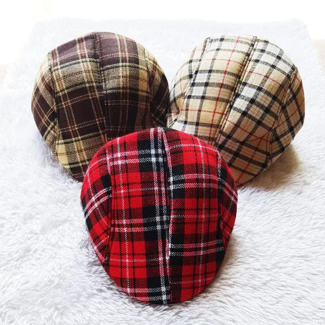 Kids Checkered Retro Boy Golf  Beret, Flat Cap, Palos Hat