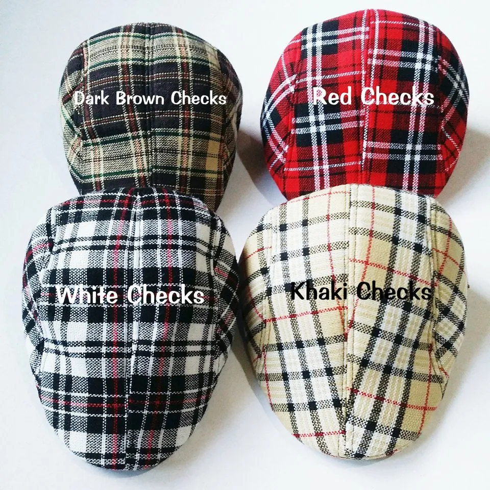 Kids Checkered Retro Boy Golf  Beret, Flat Cap, Palos Hat