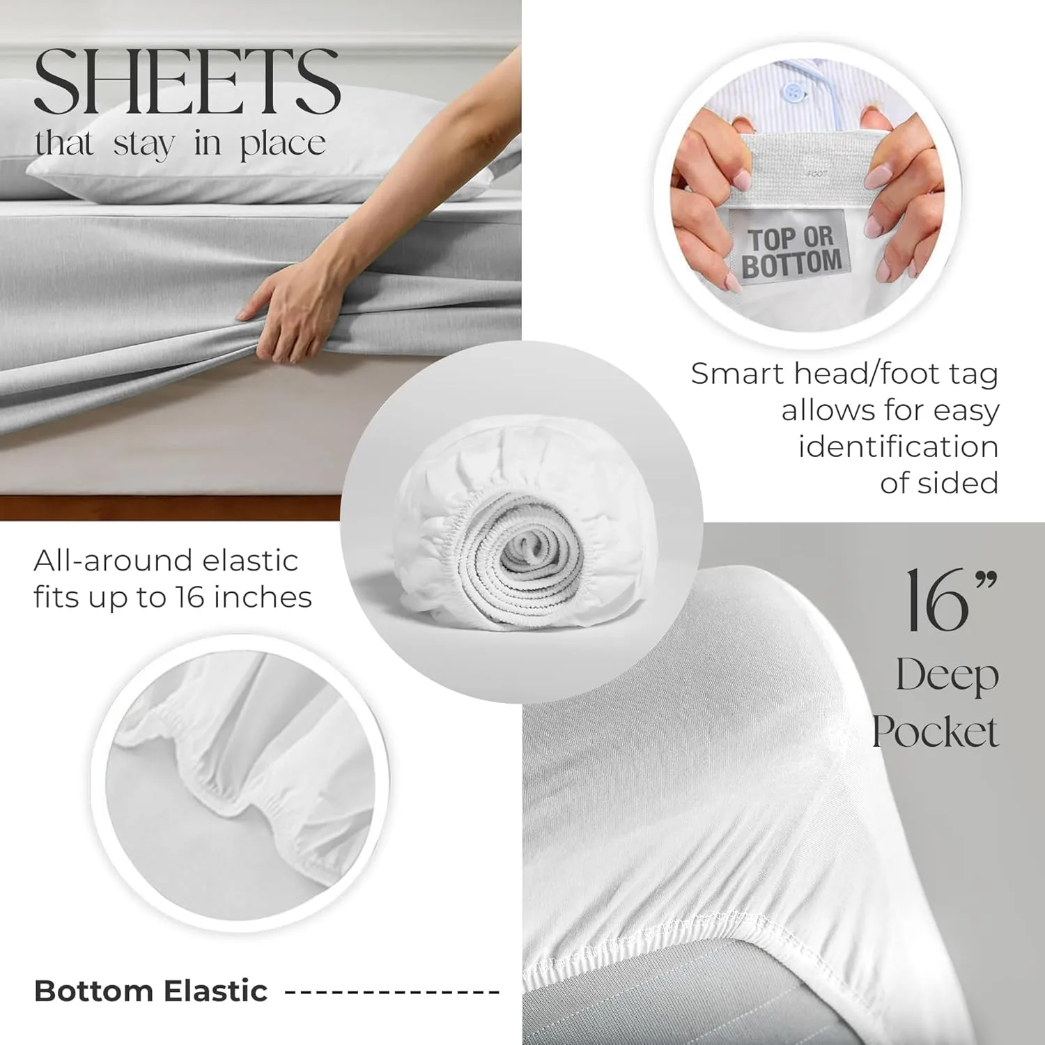 King Fresh Ivory 100% Cotton Sheet Set, Lightweight & Breathable, 4Pc Cool & Crisp Percale Bedding Set with Deep Pocket (1 Flat Sheet, 1 Fitted Sheet, 2 Pillowcases)