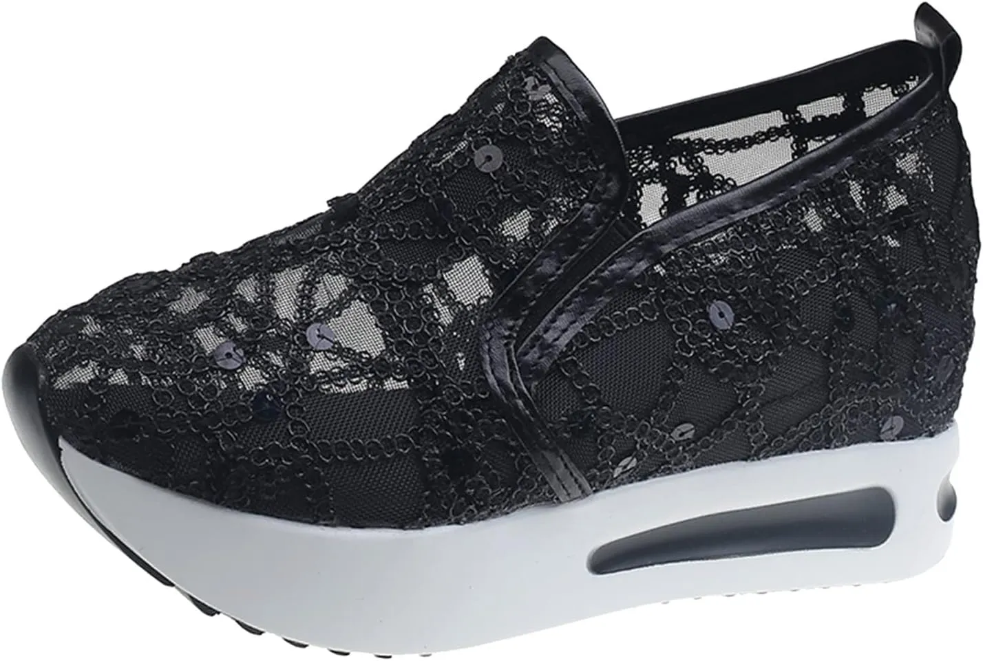 Ladies Fashion Breathable Knitted Mesh Pointed Flat Bottomed Casual Single Shoes Wedges Wide Feet