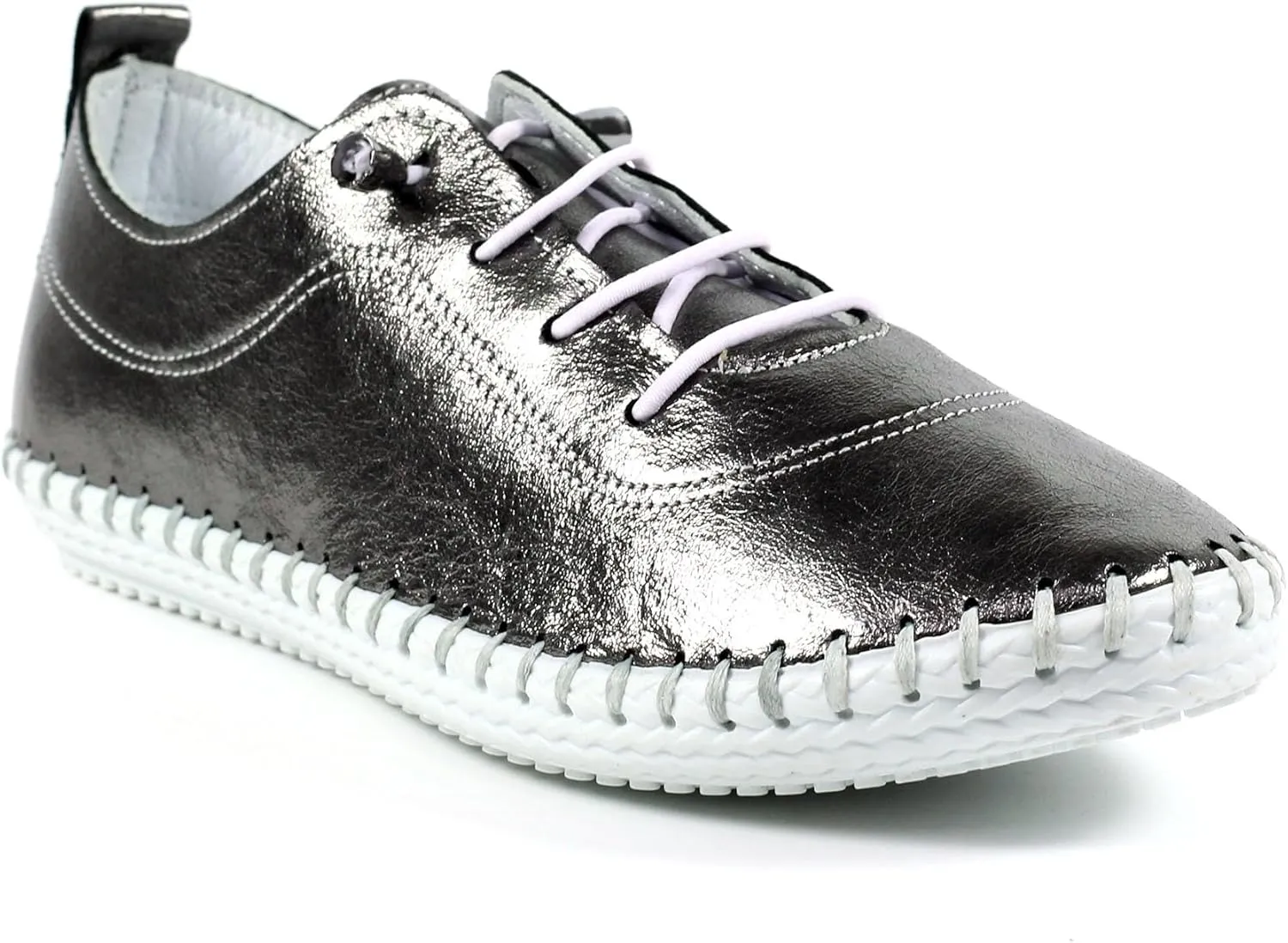 Ladies St. Ives Metallic Pewter Plimsoll